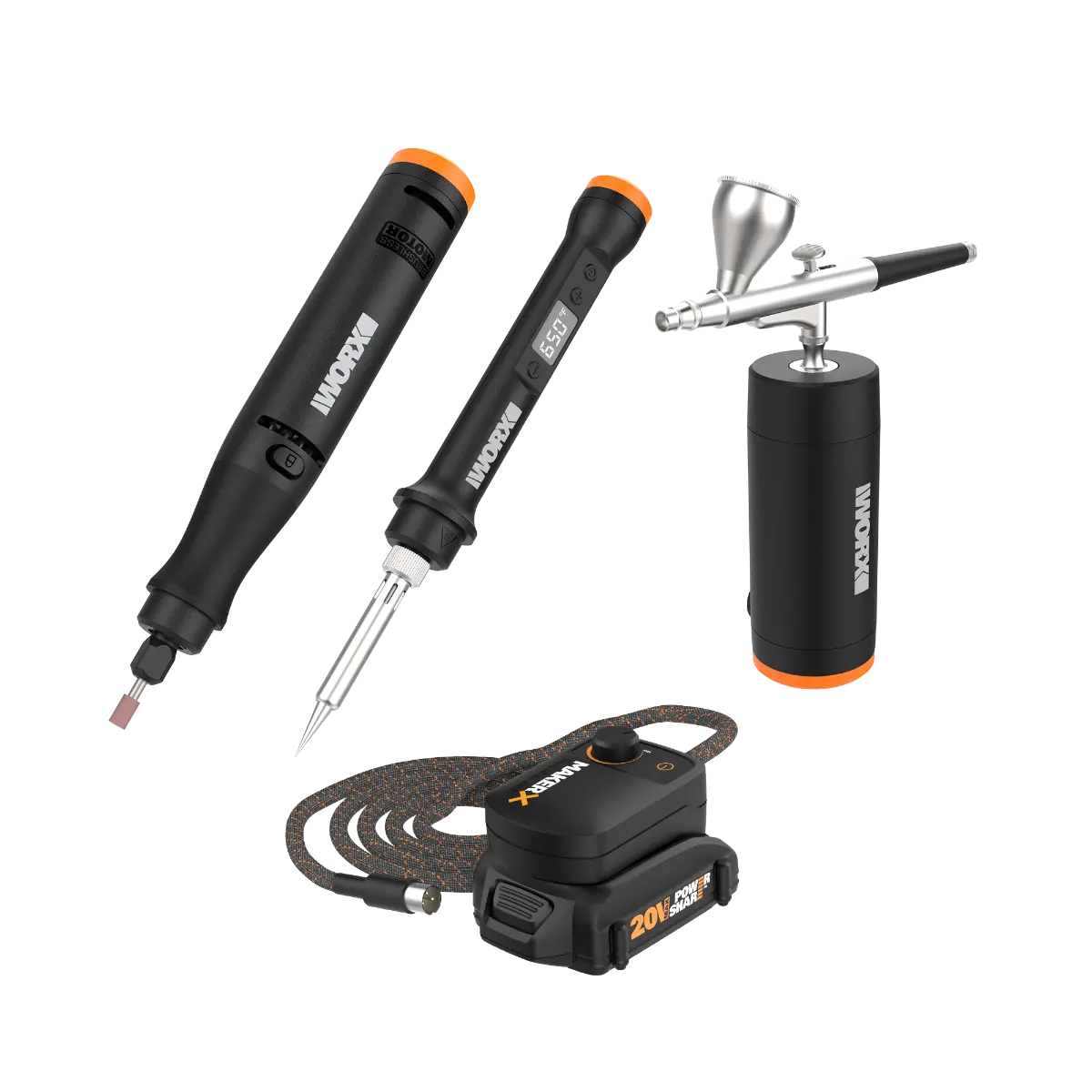 20V MAKERX 3pc Combo Kit - Rotary Tool + Wood & Metal Crafter + Air Brush 20V MAKERX 3pc Combo Kit - Rotary Tool + Wood & Metal Crafter + Air Brush