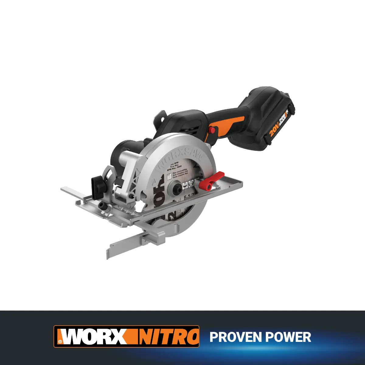 Nitro 20V Power Share Worxsaw 4.5" Cordless Compact Circular Saw with Brushless Motor